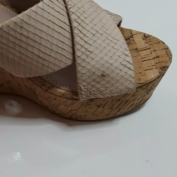 Dune London Taupe Textured Leather Platform Wedge - Picture 7 of 7